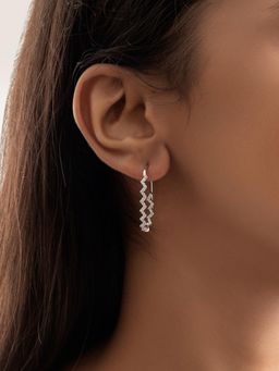 Nistra - 925 Sterling Silver Ziggy Hoops Earrings