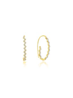 Nistra - 925 Sterling Silver Ziggy Hoops Earrings