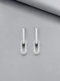 Nistra - 925 Sterling Silver Statement Sparkle Drop Earrings