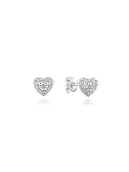 Nistra - 925 Sterling Silver Sparkling Love Heart Earrings