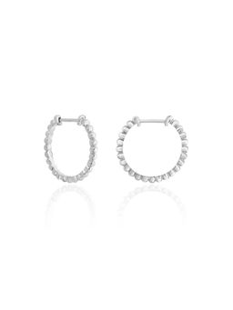 Nistra - 925 Sterling Silver Pebbled Orbit Hoops Earrings