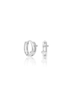 Nistra - 925 Sterling Silver Crown Of Crosses Earrings