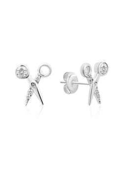 Nistra - 925 Sterling Silver Tiny Sassy Scissors Studs Earrings