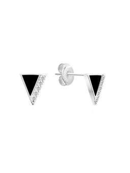 Nistra - 925 Sterling Silver Black Onyx Tiny Triangle Studs