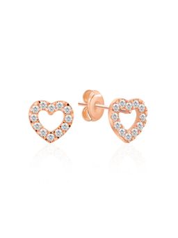 Nistra - 925 Sterling Silver Playful Heart Studs Earrings