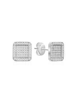 Nistra - 925 Sterling Silver Glow Square Earrings
