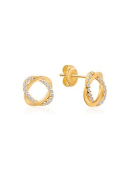 Nistra - 925 Sterling Silver Curvy Spark Studs Earrings