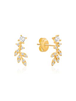 Nistra - 925 Sterling Silver Mini Leaf Glow Studs Earrings
