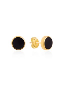 Nistra - 925 Sterling Silver Black Onyx Classic Black Round Studs Earrings