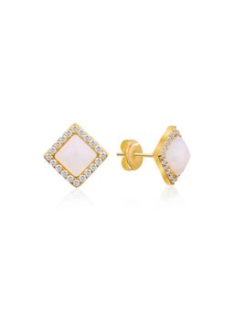 Nistra - 925 Sterling Silver Opal Chic Square Earrings