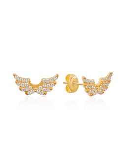 Nistra - 925 Sterling Silver Tiny Sparkly Wings Studs Earrings