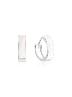 Nistra - 925 Sterling Silver MOP Everyday Pearlshine Huggies