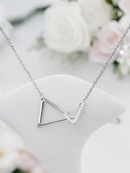Nistra - 925 Sterling Silver Double Delta Necklace (Adjustable)