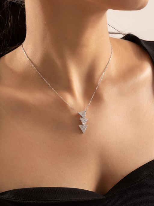 Nistra 925 Sterling Silver Triple Gleam Necklace (Adjustable)