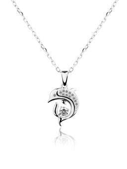 Nistra - 925 Sterling Silver Serenade Dolphin Necklace (Adjustable)