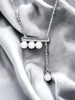 Nistra - 925 Sterling Silver Pearl Adaptive Bar Necklace (Adjustable)