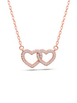 Nistra - 925 Sterling Silver Duet Of Hearts Necklace (Adjustable)