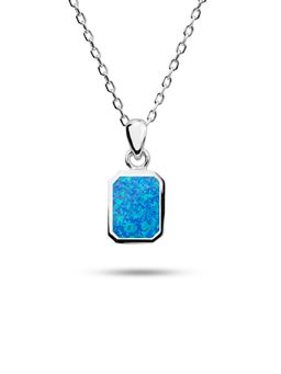 Nistra - 925 Sterling Silver Created Opal Aquatic Necklace (Adjustable)