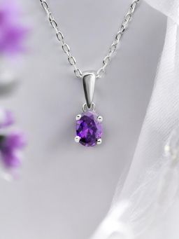 Nistra - 925 Sterling Silver Regal Amethyst Necklace (Adjustable)