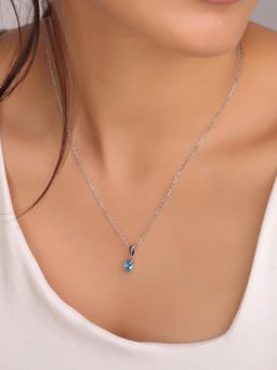 Nistra - 925 Sterling Silver Serene Blue Topaz Necklace (Adjustable)