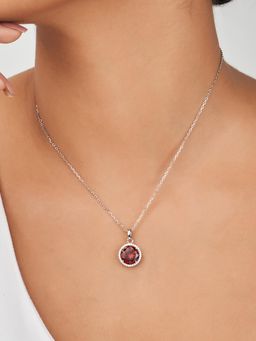 Nistra - 925 Sterling Silver Indomitable Spirit - January Birthstone Necklace (Adjustable)