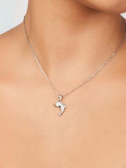 Nistra - 925 Sterling Silver Splashy Dolphin Necklace (Adjustable)
