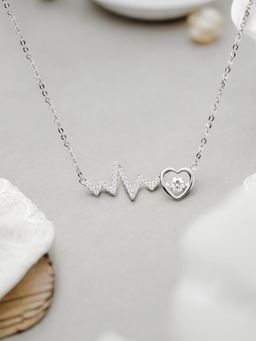 Nistra - 925 Sterling Silver Heartbeat Necklace (Adjustable)