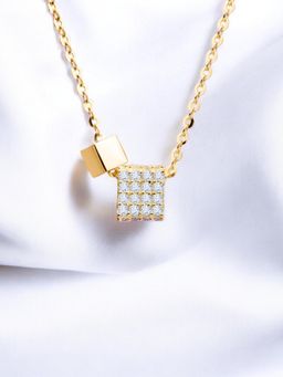 Nistra - 925 Sterling Silver Cube Connection Necklace (Adjustable)