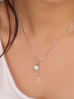 Nistra - 925 Sterling Silver Love Latch Necklace (Adjustable)