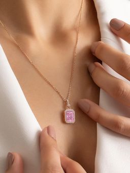 Nistra - 925 Sterling Silver Crushed Ice Pink Sparkling Mystery Necklace (Adjustable)