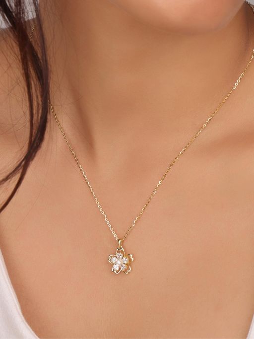 Nistra 925 Sterling Silver Cherry Blossom Spinner Necklace (Adjustable)
