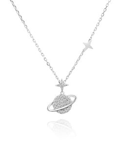 Nistra - 925 Sterling Silver Starry Saturn Necklace (Adjustable)