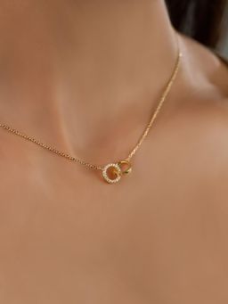 Nistra - 925 Sterling Silver Duo Embrace - Interlocked Necklace (Adjustable)