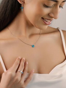 Nistra - 925 Sterling Silver Created Opal Created Opal Evil Eye Necklace (Adjustable)