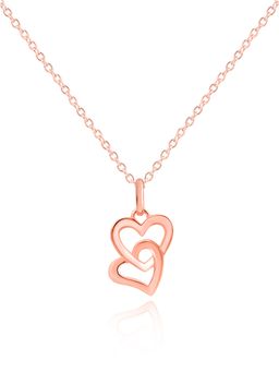 Nistra - 925 Sterling Silver Mirrored Hearts Necklace (Adjustable)