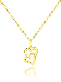 Nistra - 925 Sterling Silver Mirrored Hearts Necklace (Adjustable)
