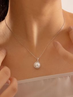 Nistra - 925 Sterling Silver Pearl Sunshine Vibes Glow Necklace (Adjustable)