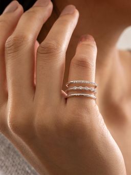 Nistra - 925 Sterling Silver Layered Elegance Ring