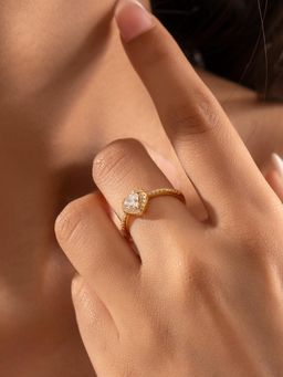 Nistra - 925 Sterling Silver Whispered Affection Golden Ring (Adjustable)