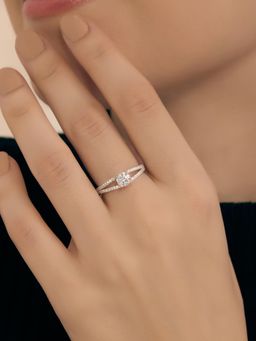 Nistra - 925 Sterling Silver Double Glow Solitaire Ring (Adjustable)