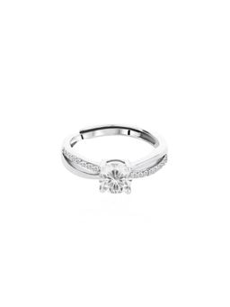 Nistra - 925 Sterling Silver Luxe Lines Solitaire Ring (Adjustable)