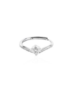 Nistra - 925 Sterling Silver Timeless Glow Solitaire Ring (Adjustable)