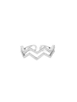 Nistra - 925 Sterling Silver Zigzag Glow Ring (Adjustable)