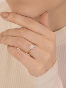 Nistra - 925 Sterling Silver Eternal Halo Solitaire Ring (Adjustable)