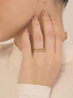 Nistra - 925 Sterling Silver Playful Sparkle Ring (Adjustable)