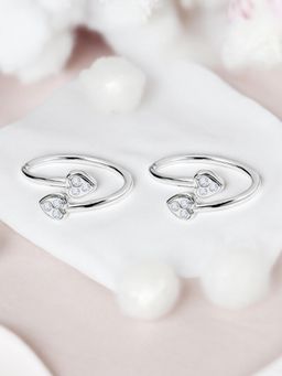Nistra - 925 Sterling Silver Heartfelt Embrace Toe Rings (Adjustable)