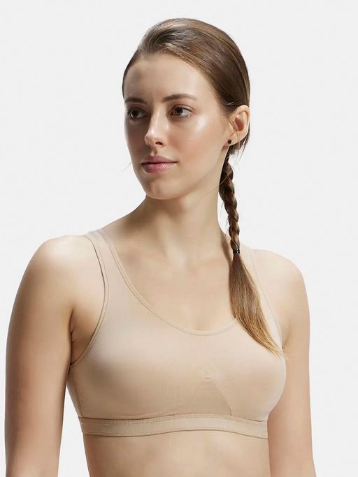 Jockey 1376 Wirefree Non Padded Cotton Elastane Active Bra - Skin