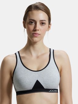 Jockey - 1376 Wirefree Non Padded Cotton Elastane Active Bra - Steel Grey Melange