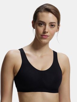 Jockey - 1376 Wirefree Non Padded Cotton Elastane Active Bra - Black
