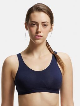 Jockey - 1376 Wirefree Non Padded Cotton Elastane Active Bra - Navy Blazer
